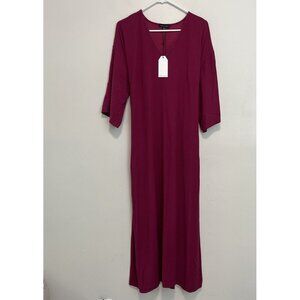 Universal Standard NWT V-Neck Woven Maxi Dress in Raspberry Radience